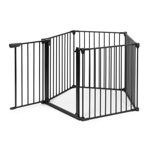 Biztonsági korlát 5 paneles 60 cm fém fekete