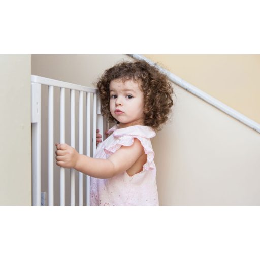 Biztonsági korlát 74-105 cm lépcsőkhöz és ajtókhoz acél fehér