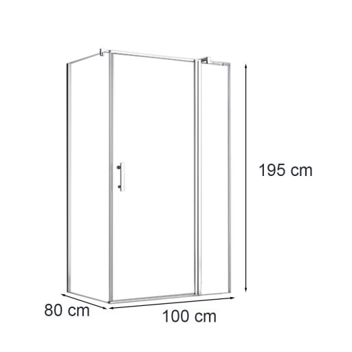 Simple 80x100 cm nyílóajtós aszimmetrikus zuhanykabin zuhanytálca nélkül