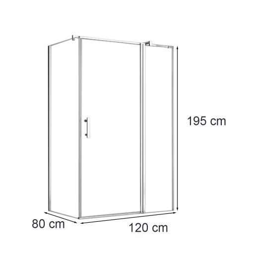 Simple 80x120 cm nyílóajtós aszimmetrikus zuhanykabin zuhanytálca nélkül