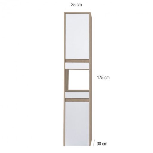 Luna oldalszekrény függesztett/álló kivitelben, Sonoma tölgy-Fehér, univerzális