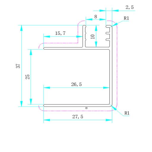 Összekötő sarokprofil zuhanykabinhoz